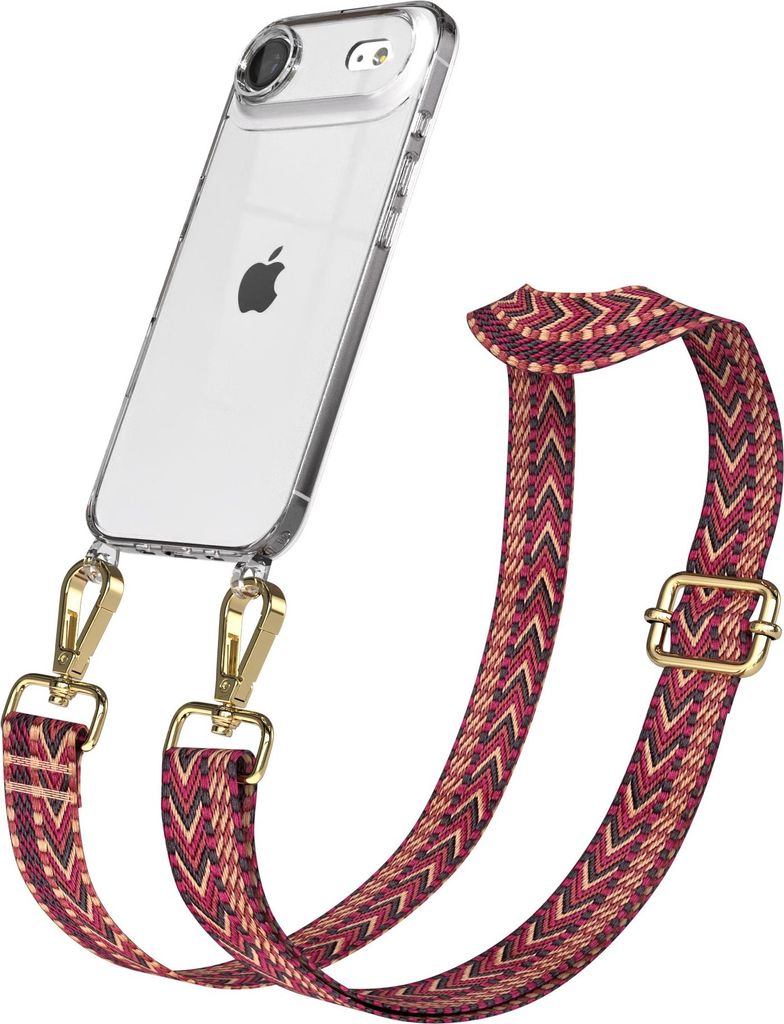 EAZY CASE Handykette - Verstellbarer Trageriemen kompatibel mit Apple iPhone Air, Handykordel mit transparenter Silikon-Hülle, Band in Rot