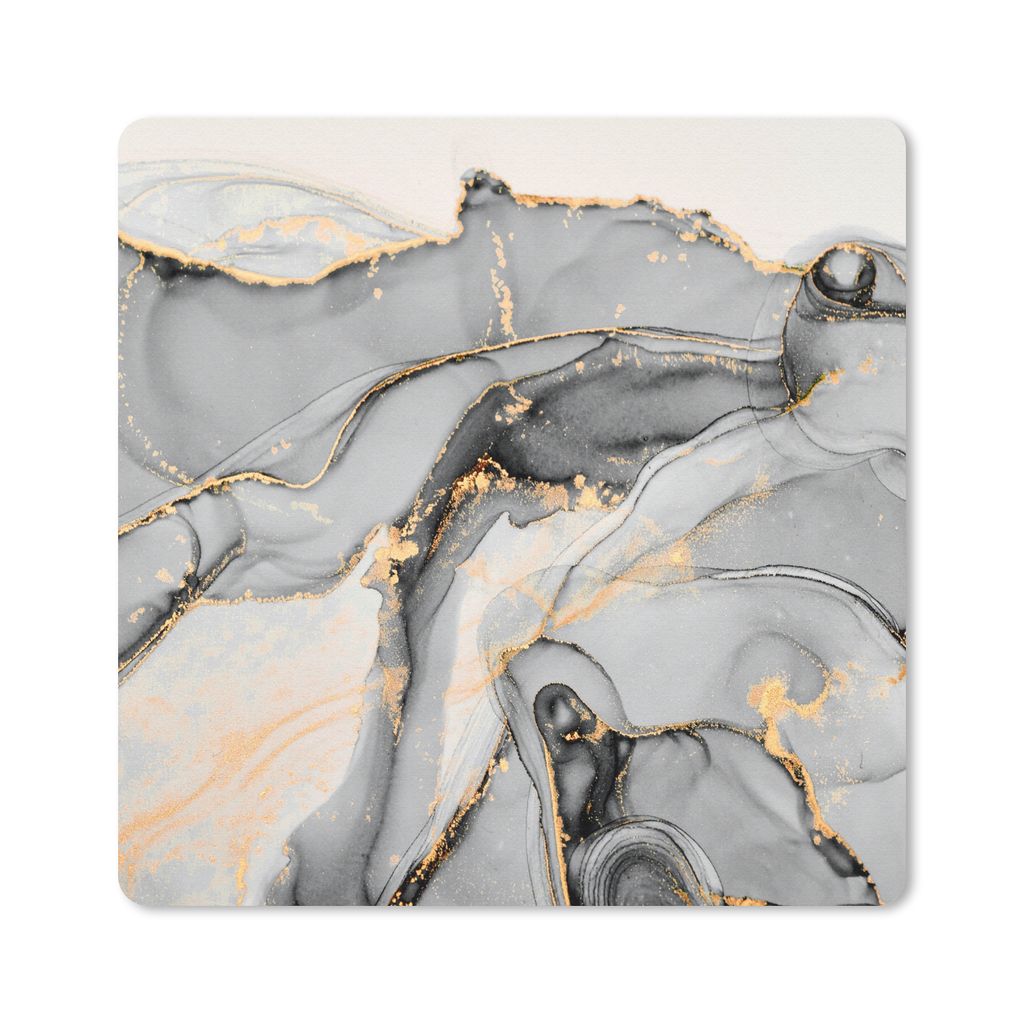 MuchoWow Mauspad Mousepad Marmor - Gold - Grau 30x30 cm - Mousepads - Maus Mat - Pad - Mausunterlage - Gaming