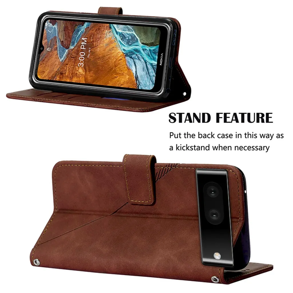 Custodia Flip Pixel 7 Pro | Design Portafoglio Marrone Antiurto - 3
