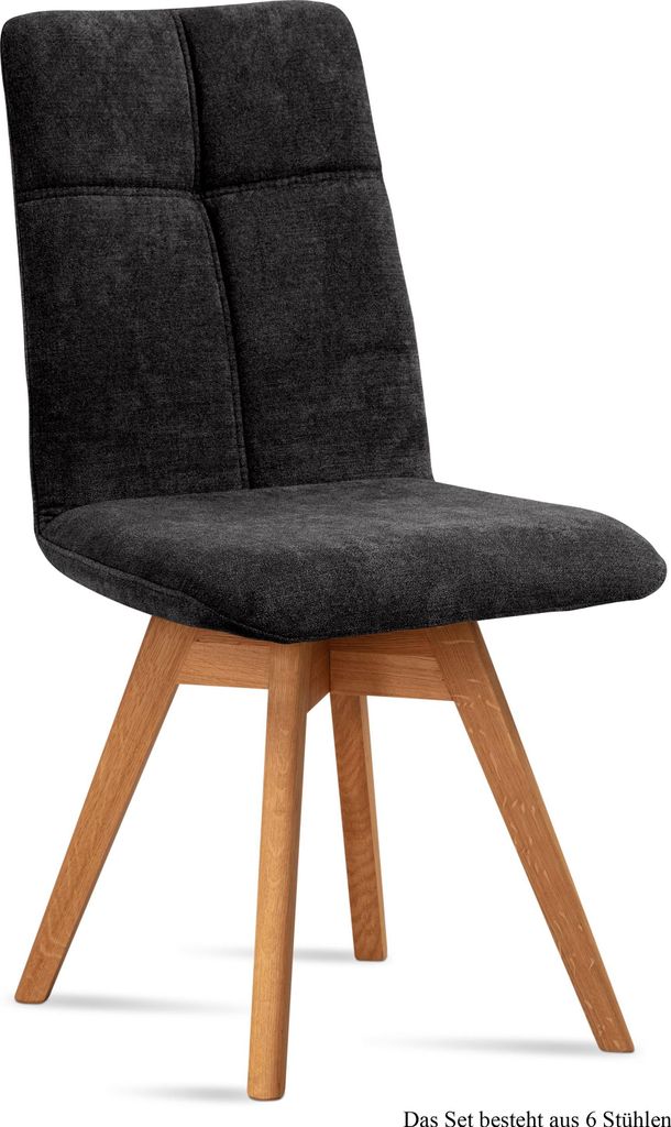 Esszimmerstuhl drehbar (6er-Set) Dorea 47x92x60 Eiche geölt/Anthrazit