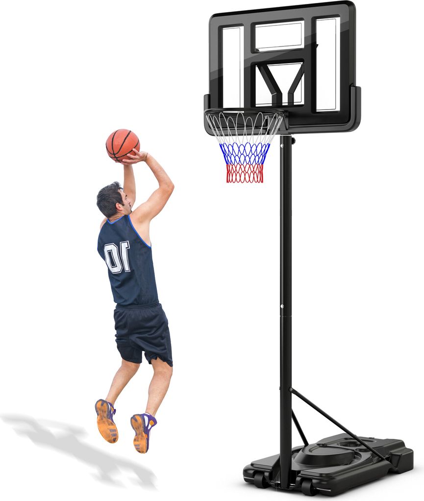 GOPLUS Basketballkorb Outdoor, Korbhöhe von 170 bis 305 cm verstellbar, Basketball Korb mit Rückwand, Basketball Ständer tragbar mit Rollen, Bas...