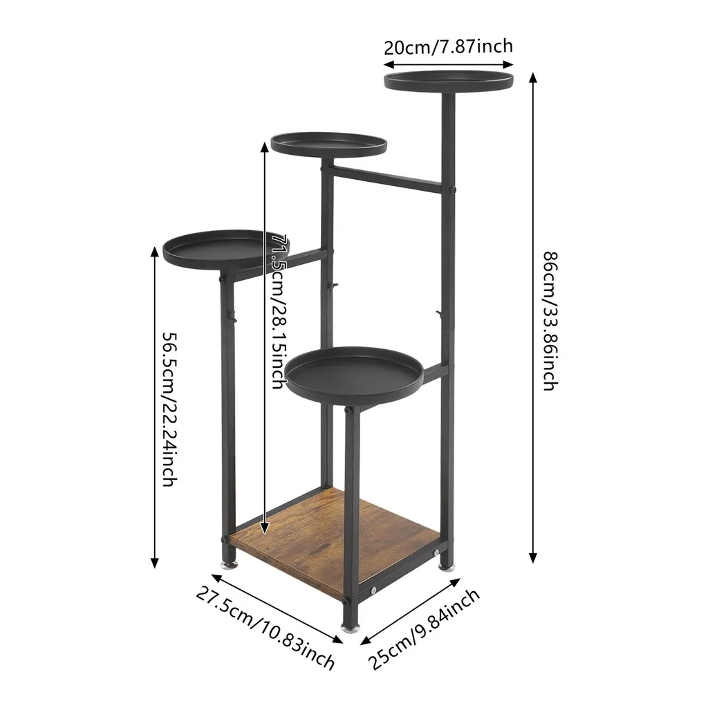 Support plantes noir 5 niveaux métal résistant pour pots de fleurs - 10