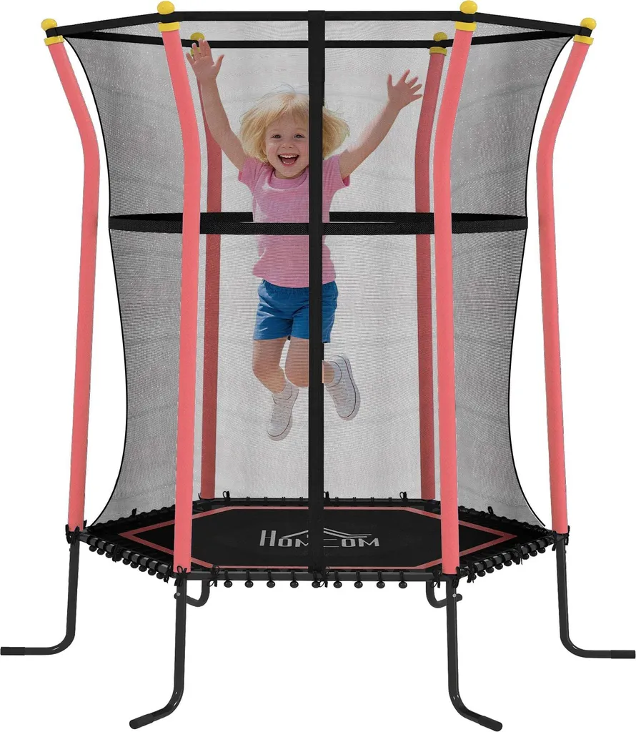 Trampoline enfant anti-chute avec filet 163 cm rouge - Max 50 kg
