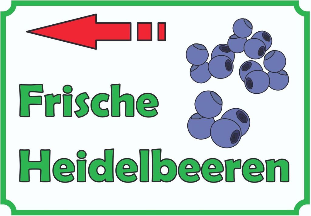Verkaufsschild Schild Heidelbeeren links A4 (210x297mm)
