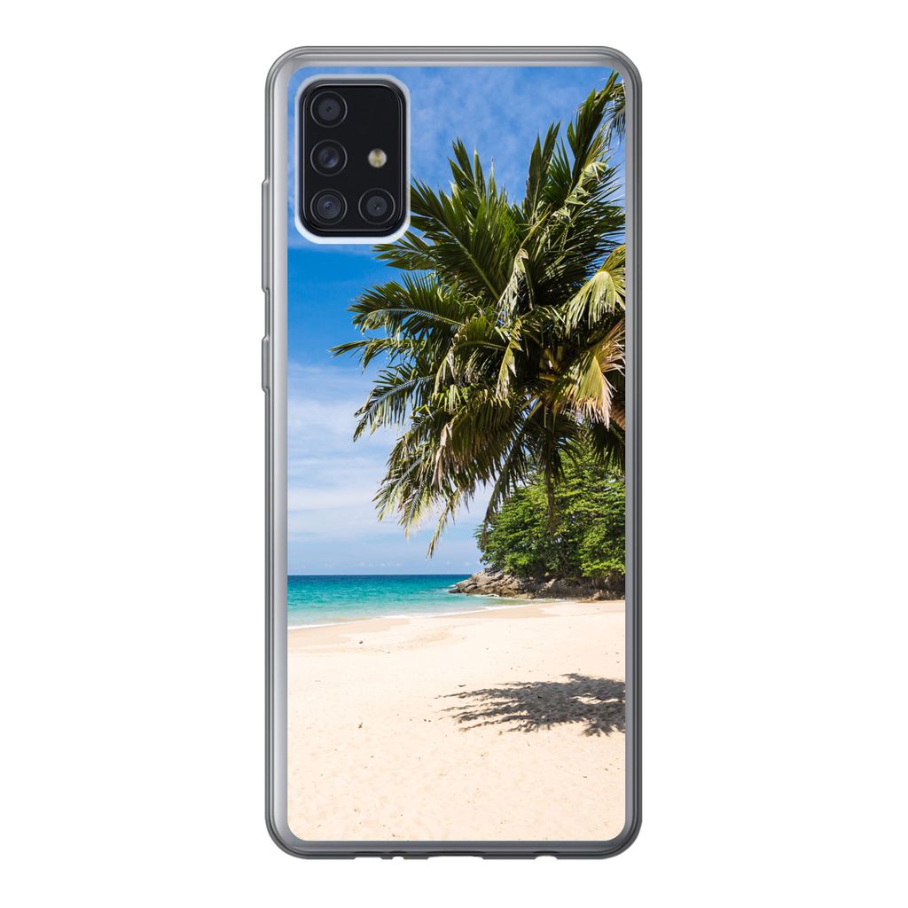 MuchoWow Handyhülle Schutzhülle Hülle für Samsung Galaxy A52 5G Strand - Tropen - Meer Silikon Softcase Handy Hülle - Umschlag