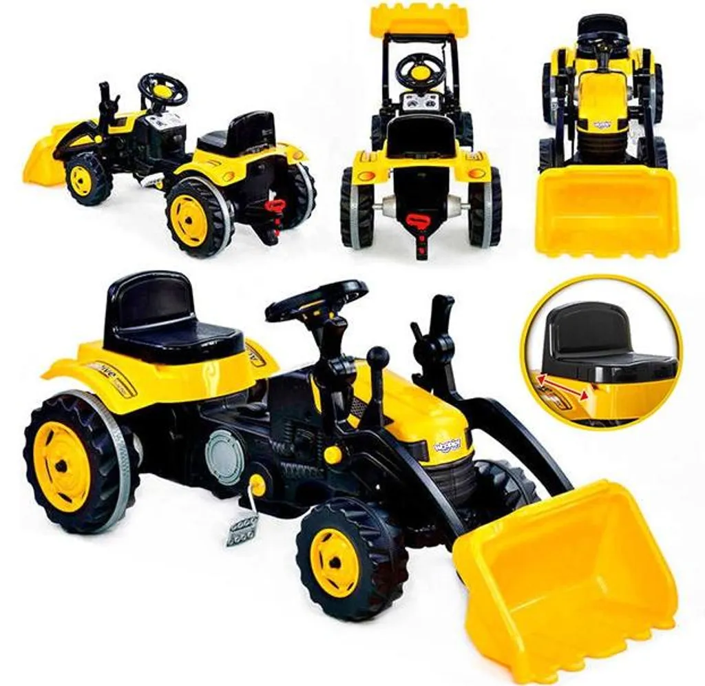 Tracteur Agriculteur Enfant à Pédales avec Pelle Frontale Mobile Vert