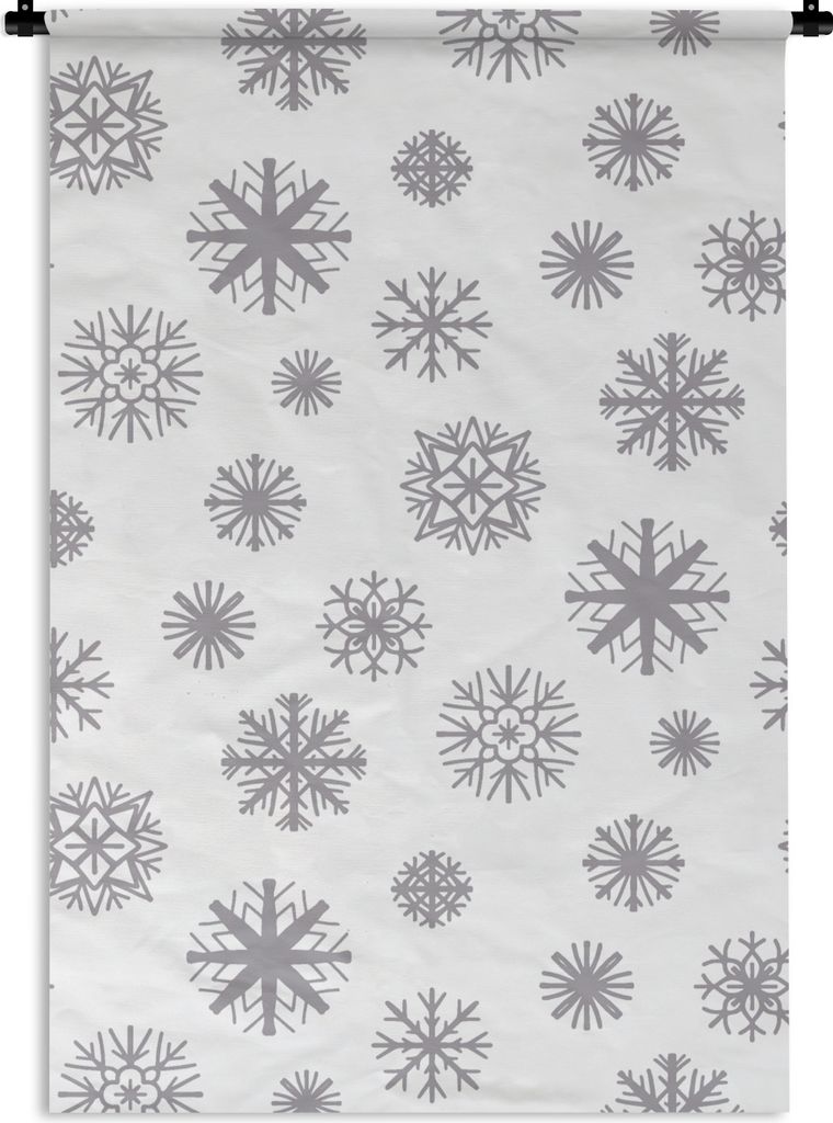 MuchoWow Wandteppich Wandbehang Schneeflocke - Design - Winter 90x135 cm Tapisserie Dekoration Wandtuch - Baumwolle - Wandskulptur