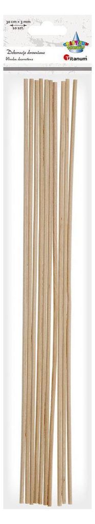 Bastoncini di legno per decorazioni 30 cm x 3 mm 10 pezzi Immagine del prodotto 
