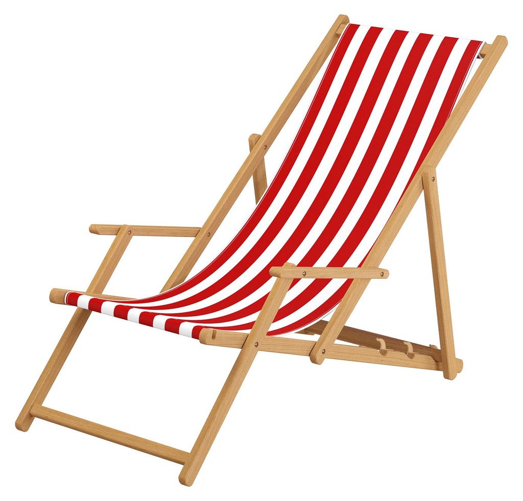 Liegestuhl rot-weiß Strandliege Gartenliege Sonnenliege Produktbild 
