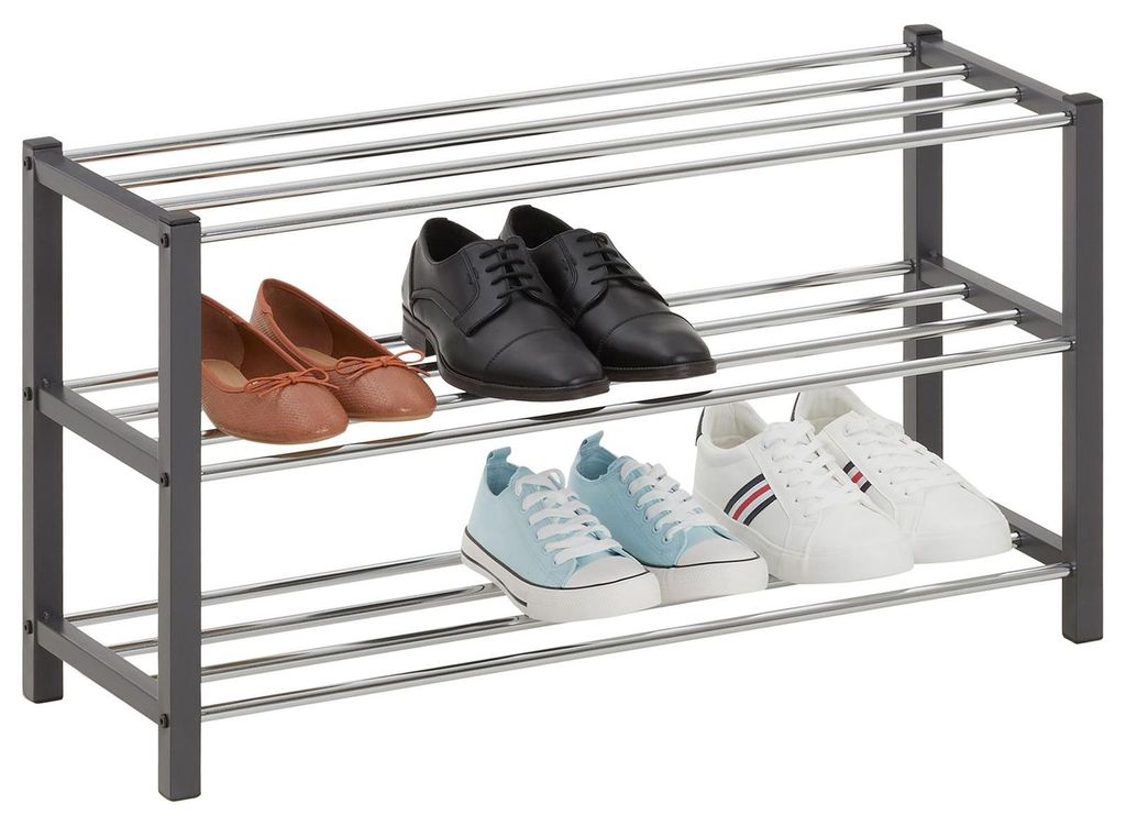 Schuhregal DUBLIN mit 3 Ablagen in grau. Robuste Produktbild 