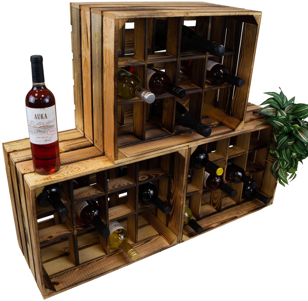 3er Set Flaschenregal geflammt Serie Henry 50x40x30cm mit Produktbild 