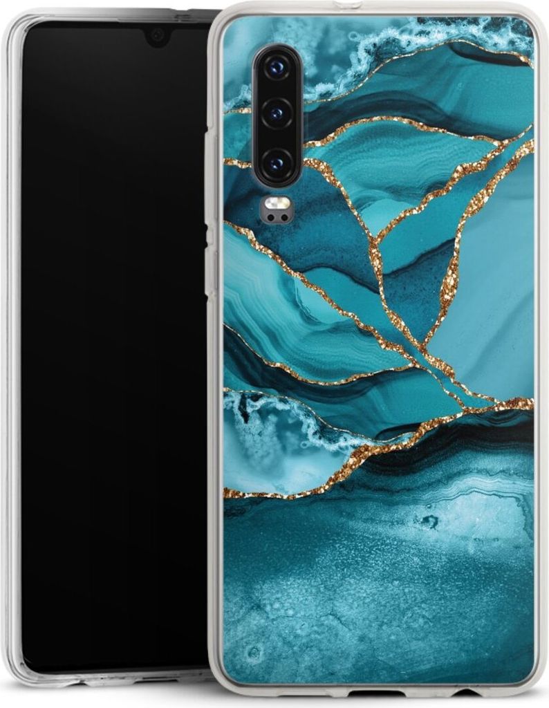 DeinDesign Handyhülle für Huawei P30 Silikon Hülle Case Smartphone Schutzhülle Edelstein Glitzer Look Marmor