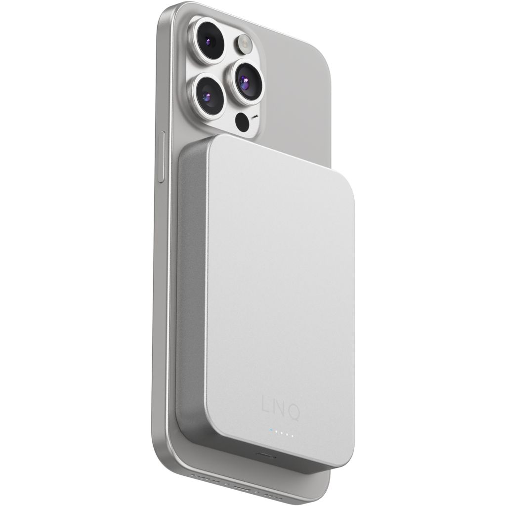 LINQ LQWP102, 10000 mAh, Kabelloses Aufladen, 7,5 W, Silber Produktbild 