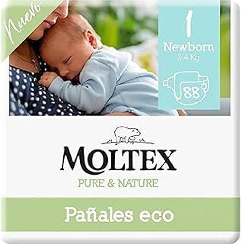 Moltex Pure & Nature Umweltfreundliche Windeln, Größe 1 (2-5 kg), 88 Windeln