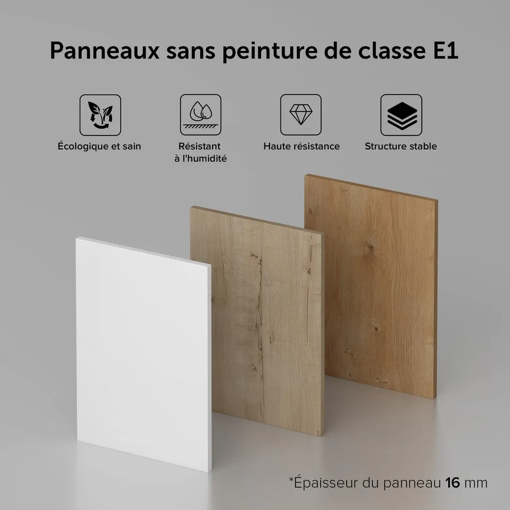 Meuble Vasque 100cm Solid Surface Gris Noir et Finition Chêne Clair