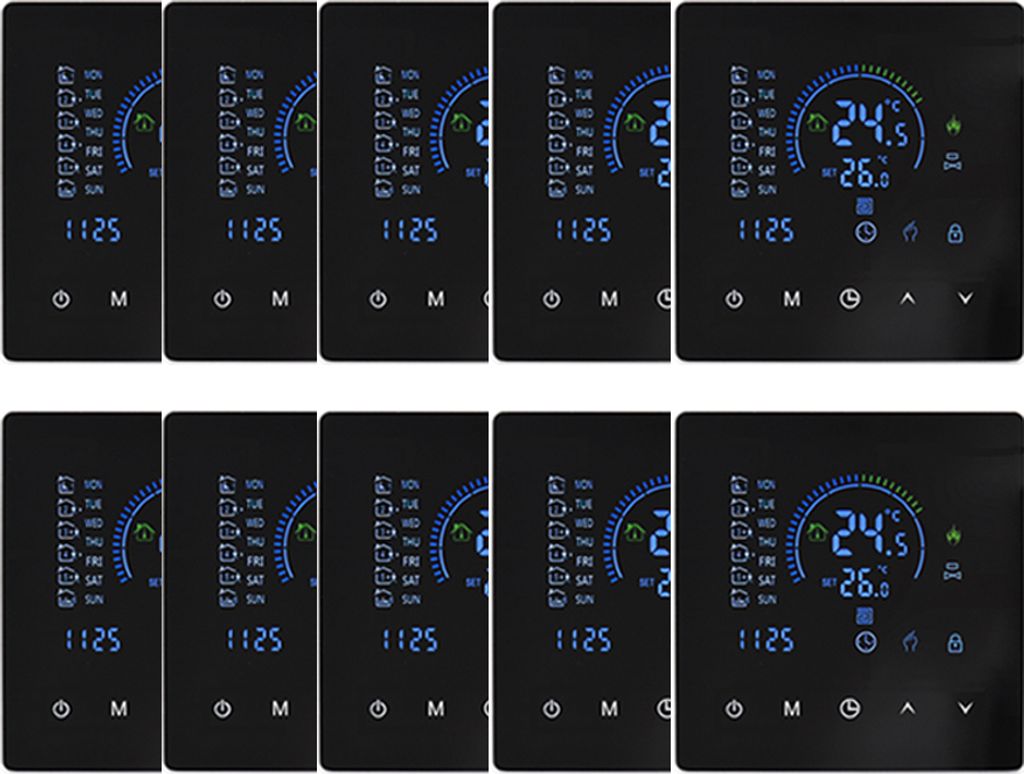 10X Smart Thermostat 3A Raumthermostat Wasserheizungsgeräte Fußbodenheizung, Touchscreen LCD-Display, programmierbare Untergrundheizung, 2 Modus