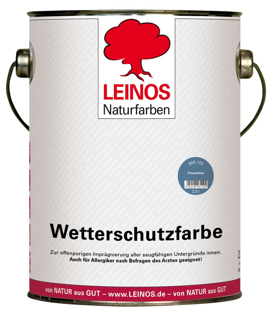 LEINOS Wetterschutzfarbe Friesenblau 2,5 l für Holz außen, Produktbild 
