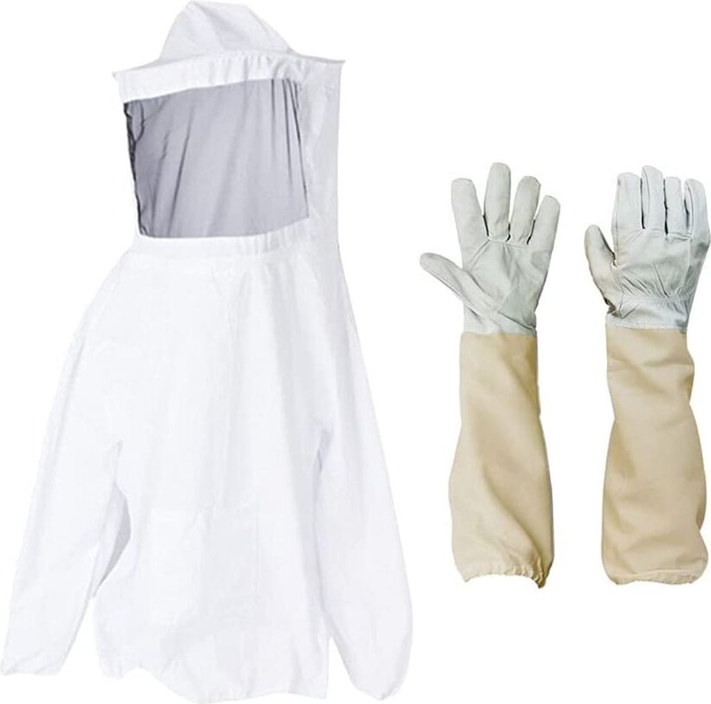 Produktbild von GNURBDILFO Imkeranzug – 1-teiliger Schutzoverall Aus Polyester+Baumwolle, Mit Hut & Schleier, Elastische Bündchen, Tasche, Atmungsaktiv, Für Hobby- & Profi-Imker