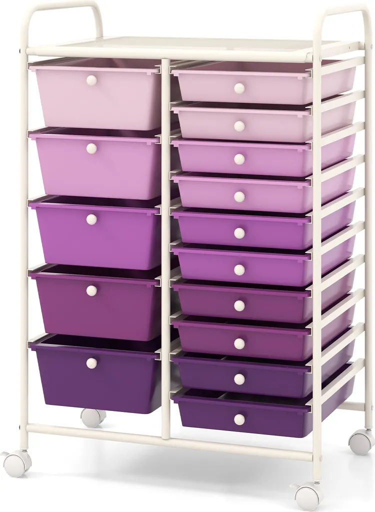 Carrello Mobile COSTWAY 15 Cassetti - Ideale per Hobby e Craft