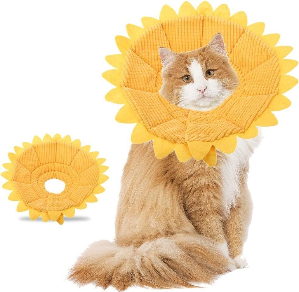 Schutzkragen Halskrause Pet Recovery E Collar Baumwolle Sunflower Collar Neck Cone Kegelkragen Pet Protective Collar für Hund und Katze