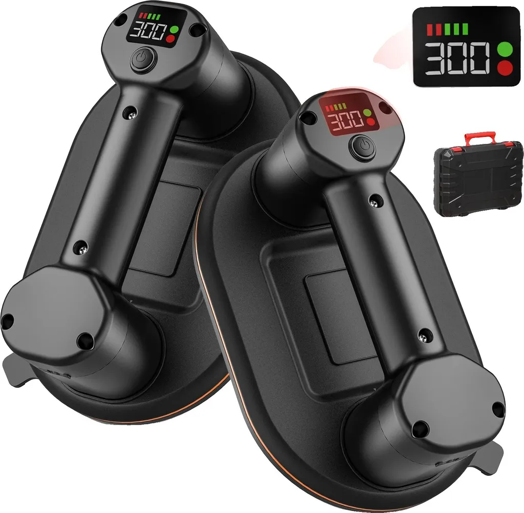 Lève-vitre ventouse électrique 300 kg, double moteur et batterie 3600mAh