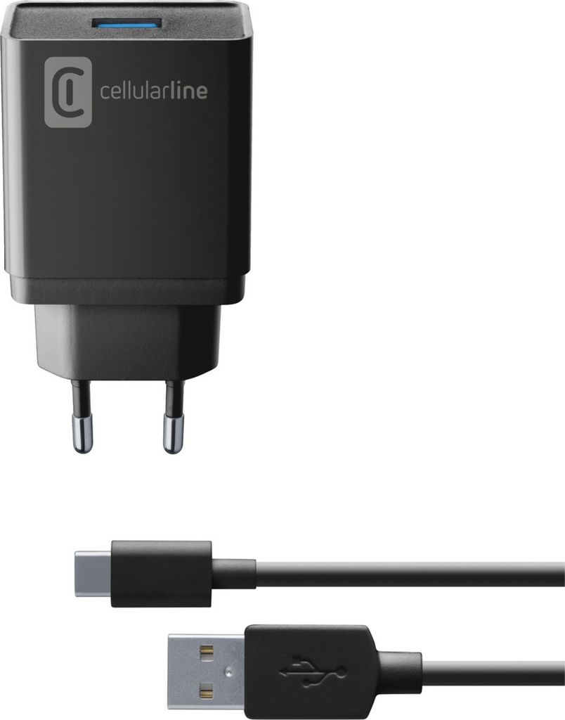 Cellularline Reiselader-Set 10W USB C bl USB Type-A inkl. Kabel für USB Type-C