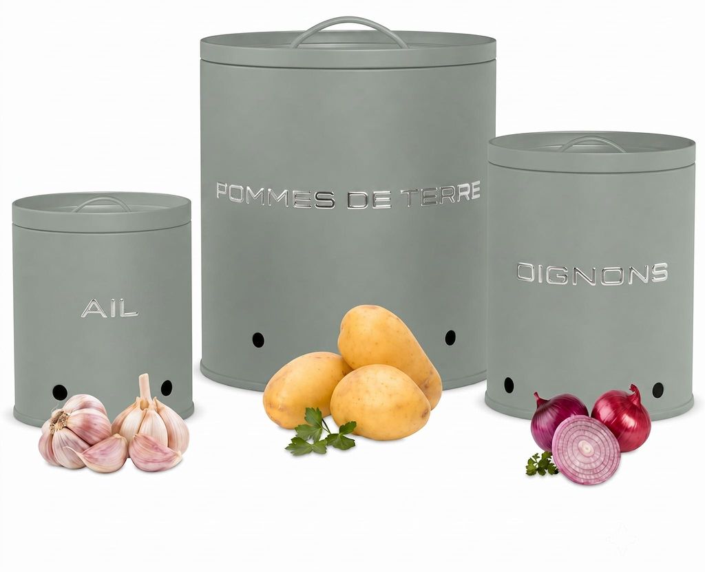 KOOK TIME 3 Boîtes à Légumes Pommes de Terre Oignons Ail, Image du produit 