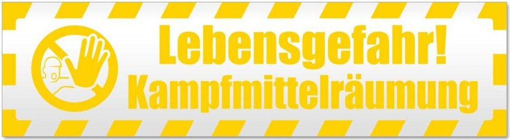 Lebensgefahr! Kampfmittel gestreift Magnetschild Schild magnetisch - 30cm Gelb - Magnetfolie für Auto PKW Kfz