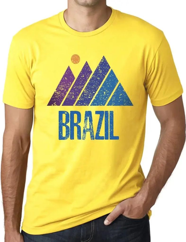 Herren Grafik T-Shirt Bergbrasilien – Mountain Brazil – Öko-Verantwortlich Vintage Jahrgang Kurzarm Lustige Druck Geburtstag Geschenk Mann