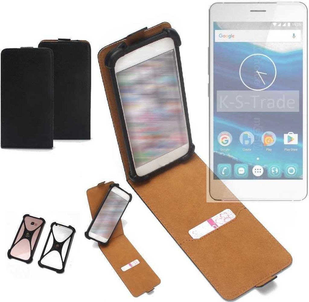 K-S-Trade Handyhülle Schutzhülle kompatibel mit Qilive Q5.5 Hülle Case Cover Flip Style Bumper schwarz 1x