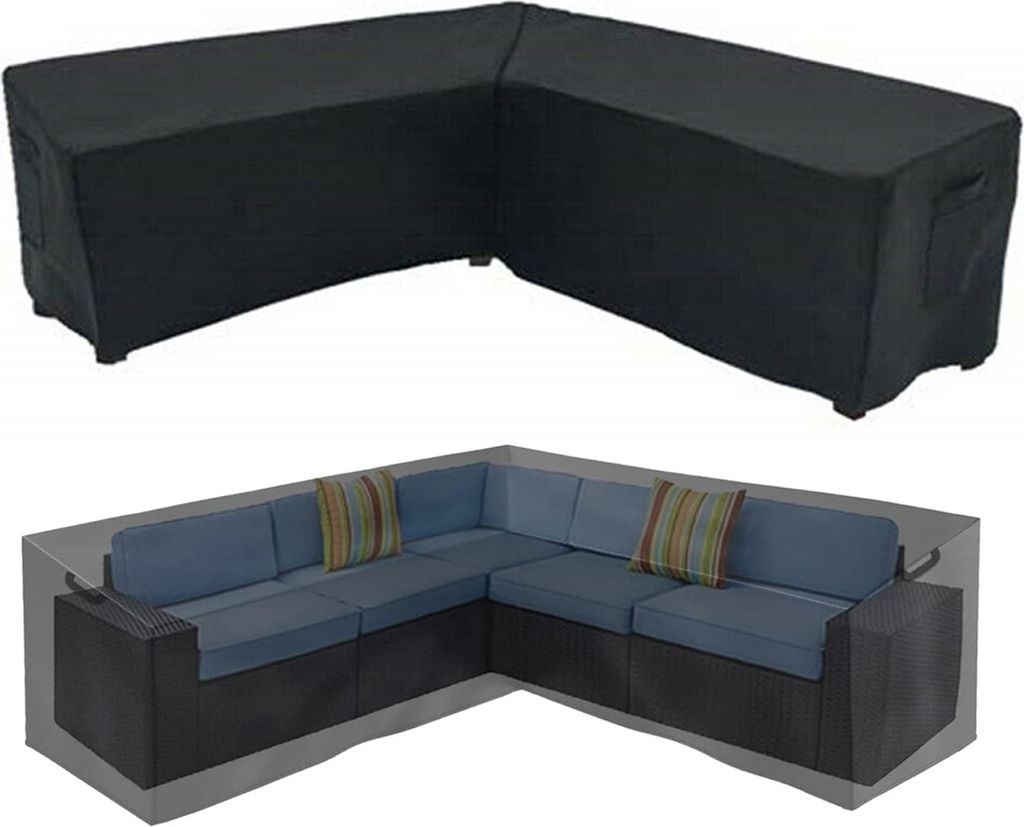 Wasserdicht Abdeckung gartenmöbel,UV Beständiges Schutzhülle Winddicht für Outdoor Loungemöbel L Form 1 Stück(270x270x90cm)