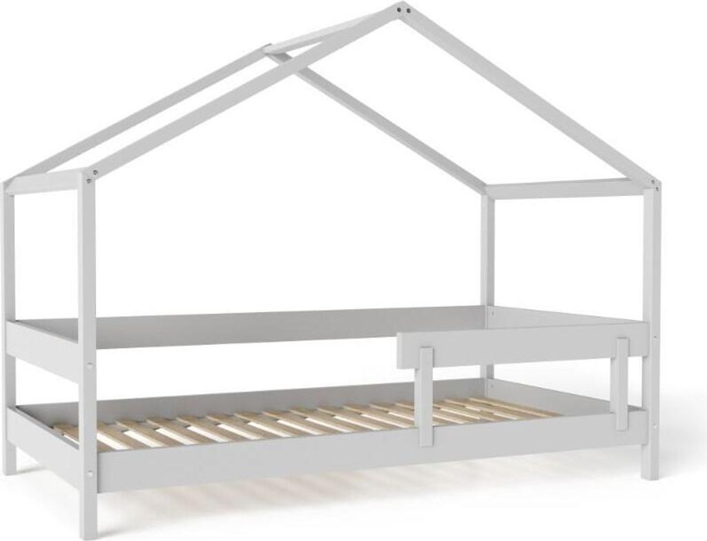 FURNLUX Hausbett Hytte Hellgrau 80x160cm / Hauptfarbe: Grau / Abmessungen: 89 x 135 x 169 cm