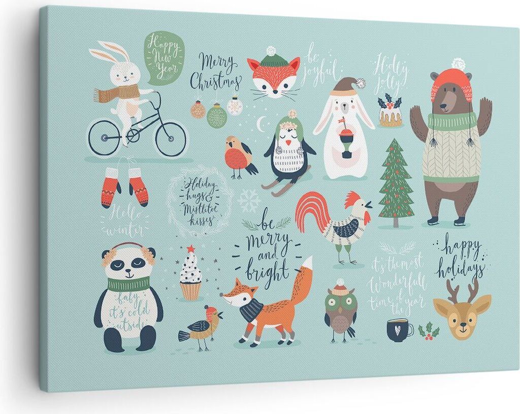 Bild auf Leinwand - Leinwandbild - Ostern tiere süß wunsch - 70x50cm - Wand Bild - Wanddeko - Leinwanddruck - Bilder - Kunstdruck - Wanddekoratio...