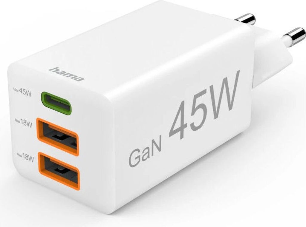 HAMA Schnellladegerät, 1x USB-C PD, 1x USB-A QC, Produktbild 