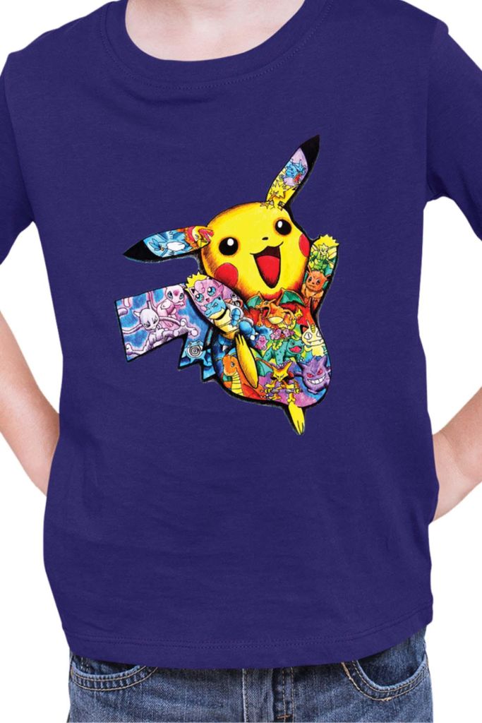 Kinder T-Shirt Japan Manga Anime Comics Pokemon 035, / Dunkelblau