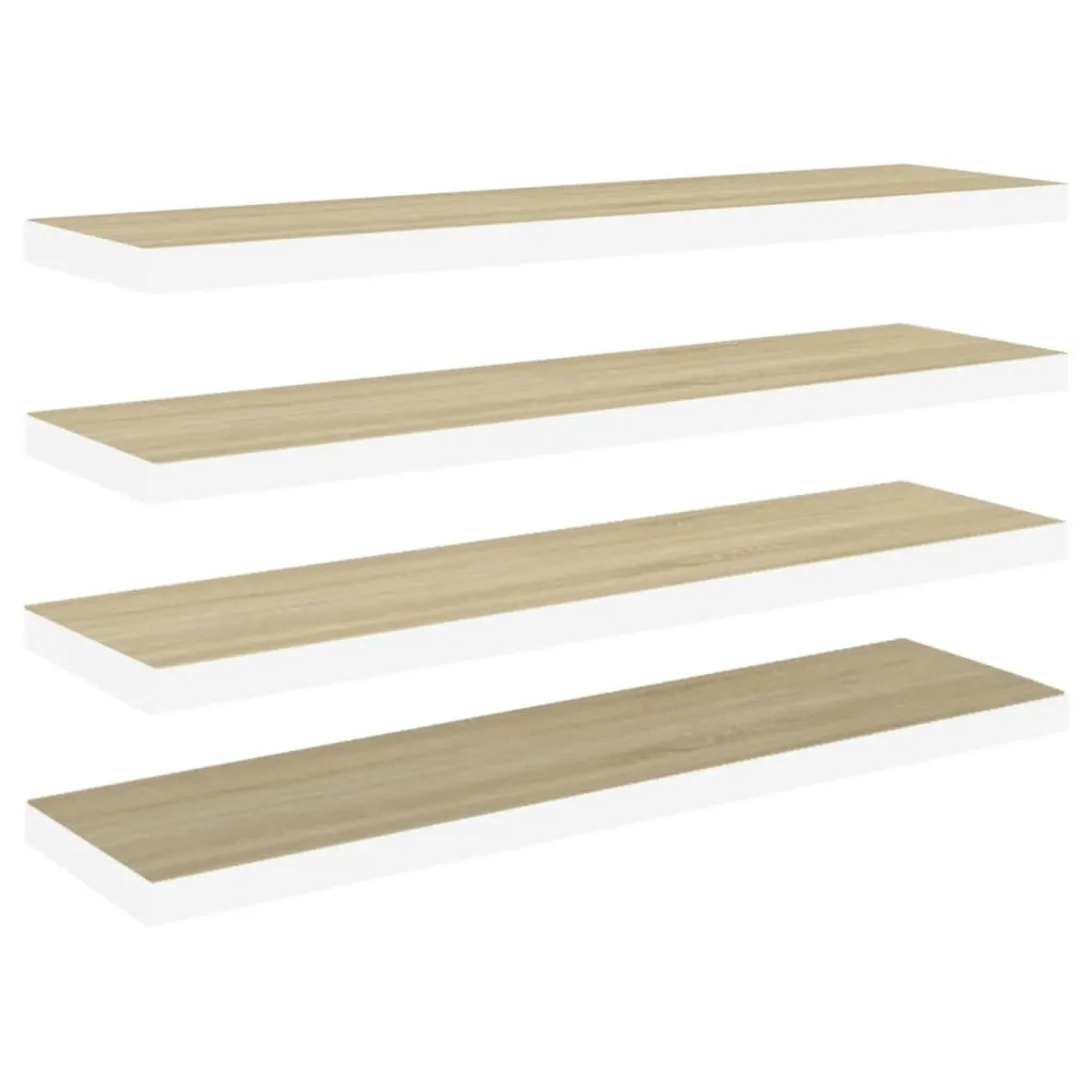SYFAX™ Scaffali a Parete 4 pz Rovere e Bianco 90x23,5x3,8 cm in MDF