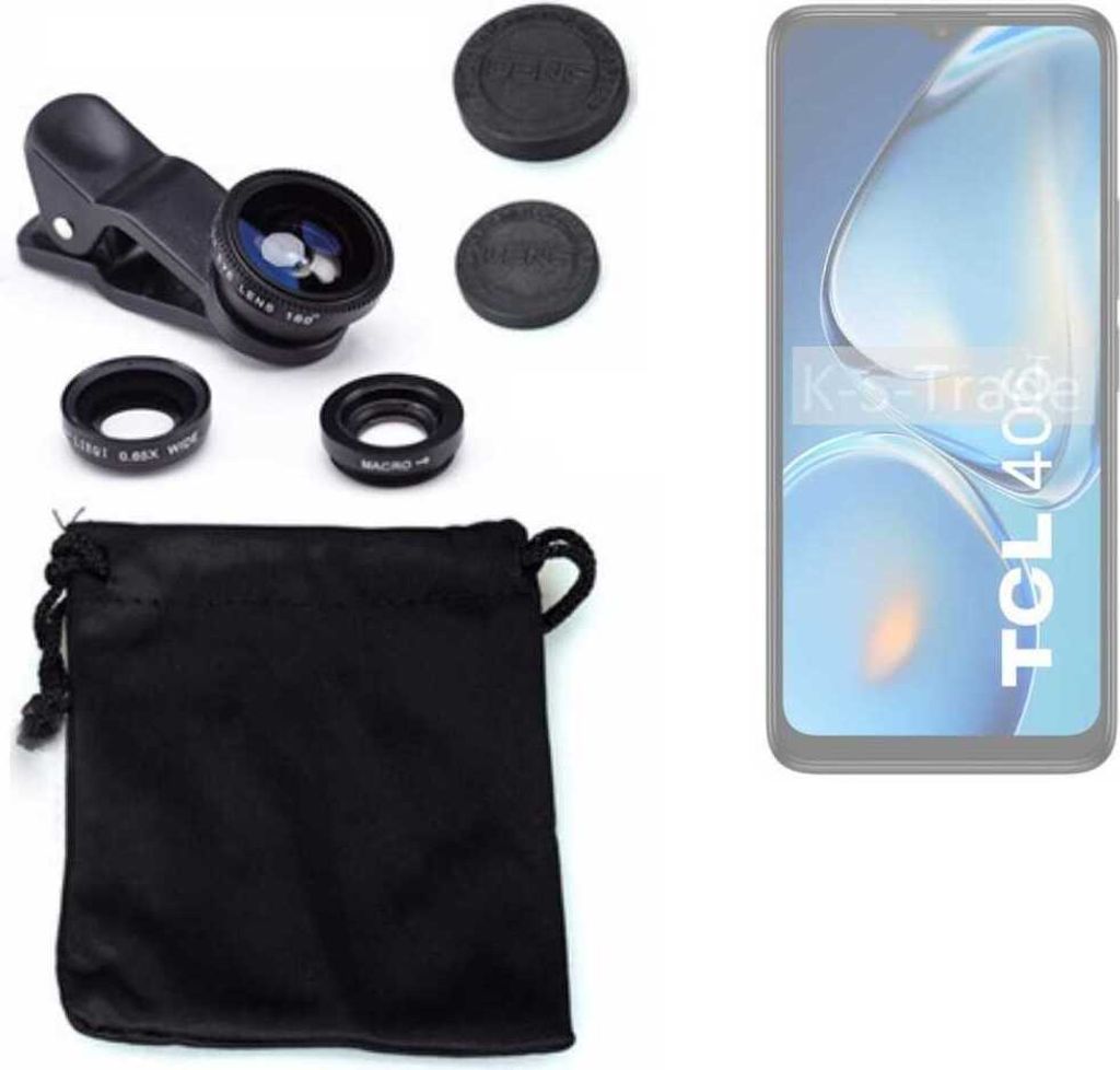 K-S-Trade Smartphone Kamera Linsen Set Kompatibel mit TCL 406i 3in1 Clip-On Kamera Adapter Macro Weitwinkel FishEye Fischauge Objektiv Linse