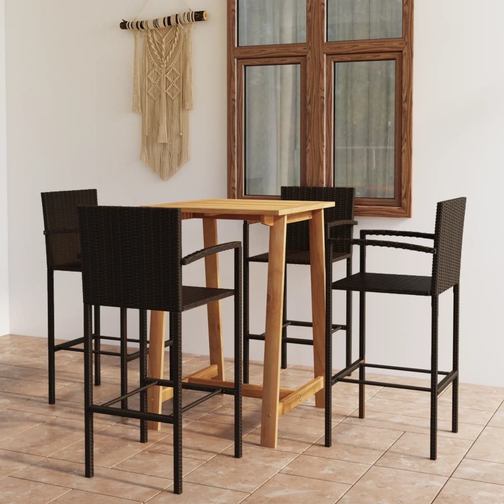 Möbel 5-tlg. Gartenbar-Set Braun - Balkonmöbel 3067955