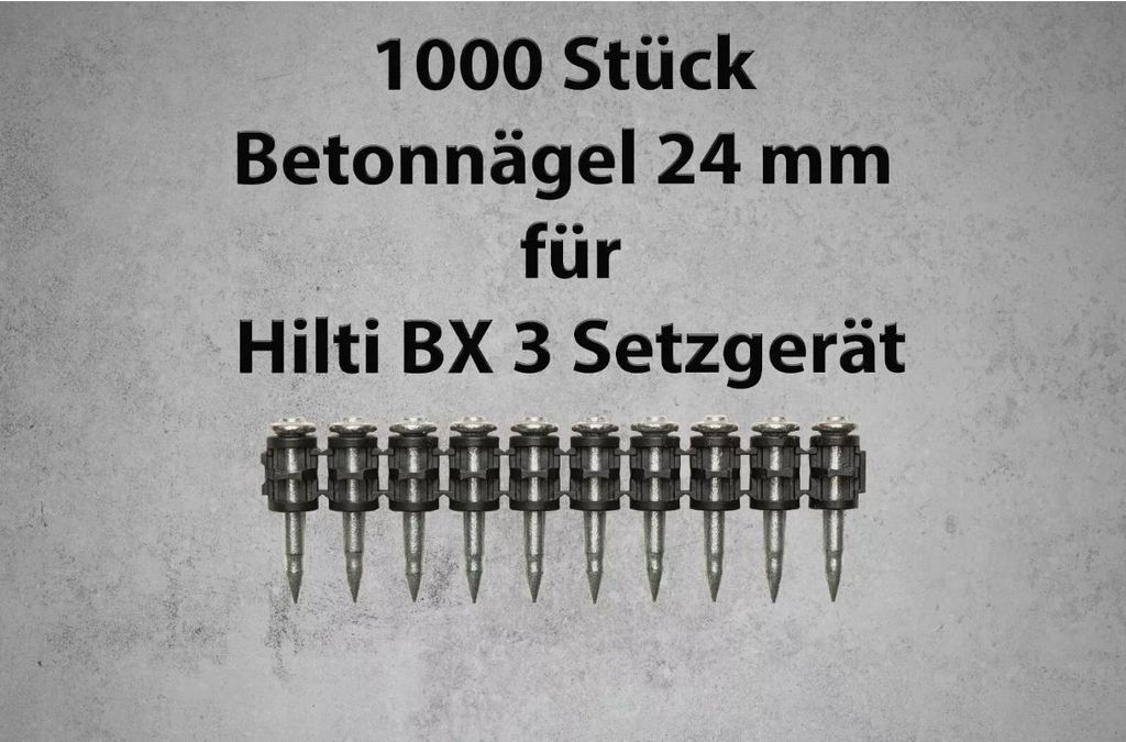 Betonnägel 1000 Stück 24mm für Hilti BX 3 Setzgeräte für Beton und Mauerwerk