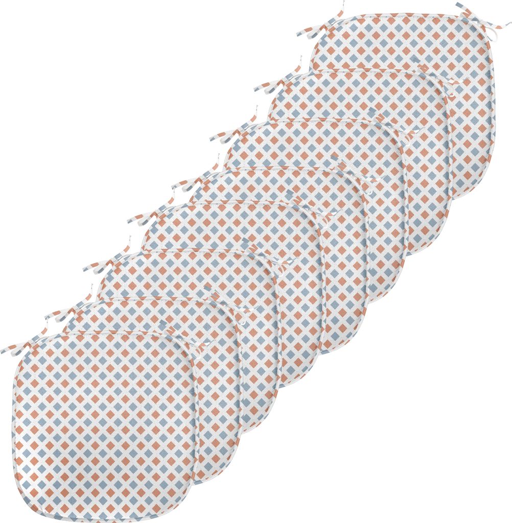 ABAKUHAUS Modern Polster für Esszimmerstühle, Farbige Rhombs Borders, Dekoratives wasserfestes Kissen mit Riemen für Küchensitze, 40 cm x 40 cm...