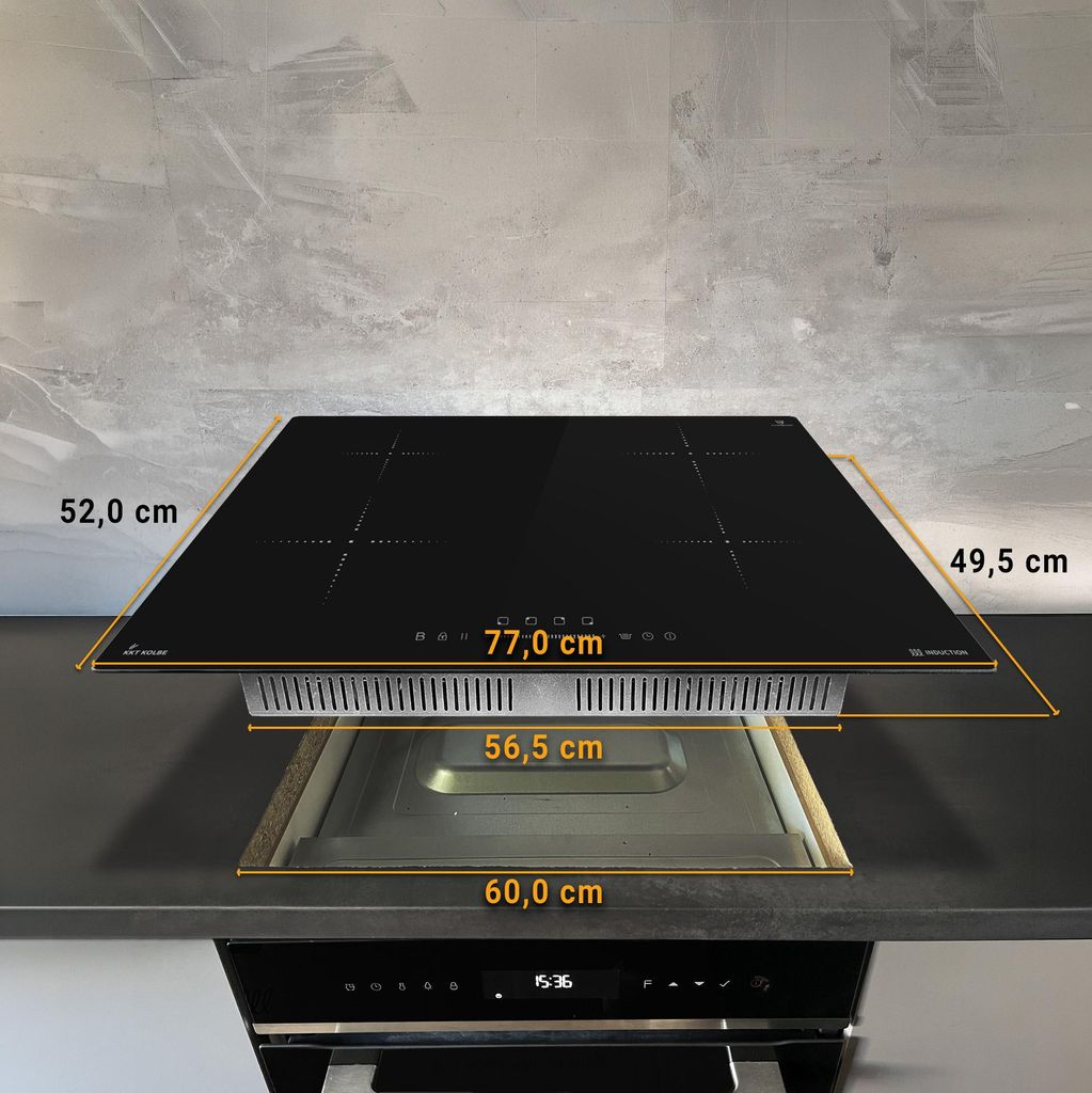KKT KOLBE Induktionskochfeld 80 cm | Induktionsplatte Autark | Rahmenlos | 4 Zonen | 9 Stufen | Schnellaufheizung | Touch Slider | Abschalt-Timer |...