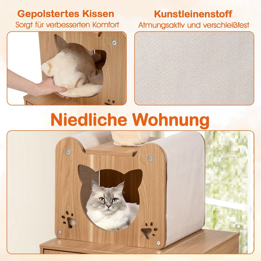 Arbre à Chat avec Capsule Spatiale et Tronc en Sisal Brun de 276 cm Max