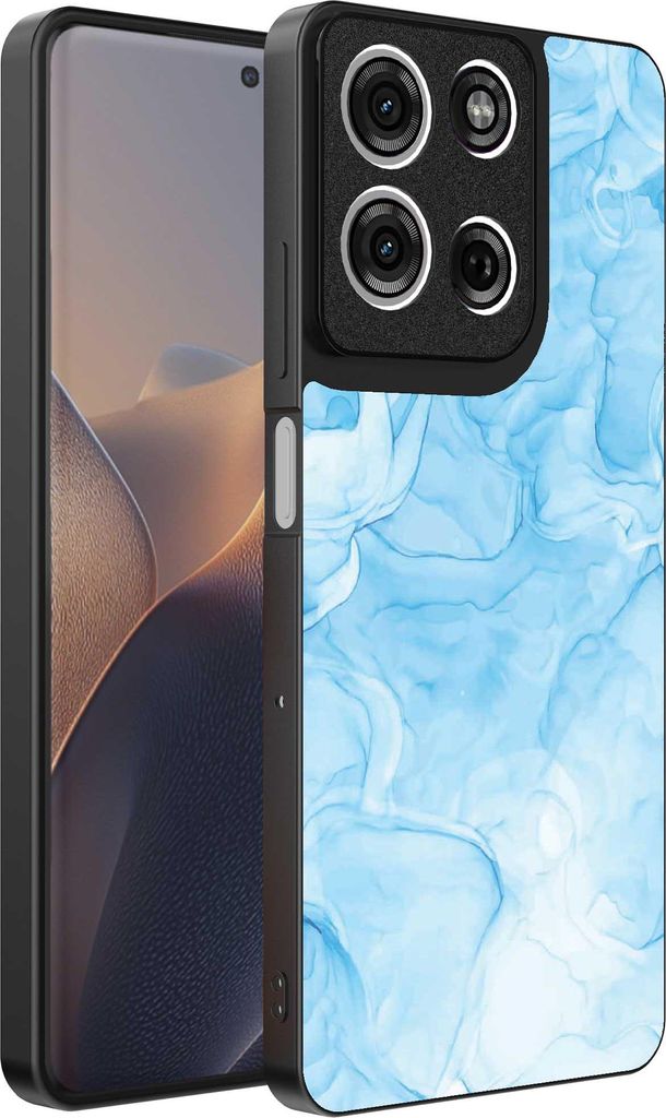 Geeignet für Motorola Edge 60 Pro Telefon Fall mit Marmor-Druck - TPU zurück Abdeckung Fall Marmor-Design - Hellblau - Smartphonica