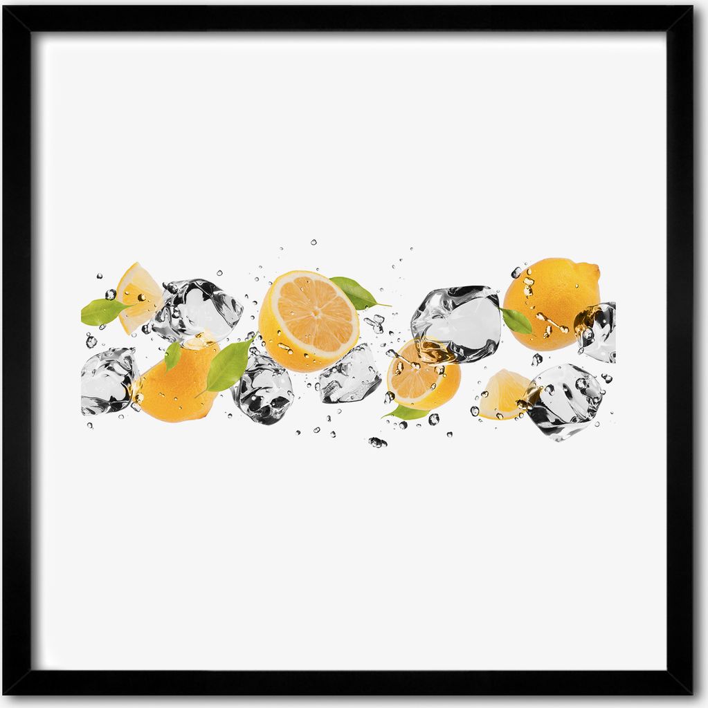 Bild - 50 cm x 50 cm - MDF - Rahmen, Wandkunst - Zitrone und Wasser