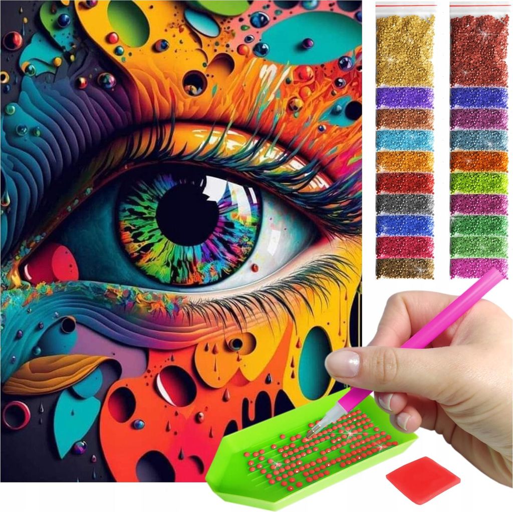 ARTULIO - Diamond Painting Set - Buntes abstraktes Auge - 40 x 30 cm - Bilder DIY, Crystal Art, 5D Diamant Painting