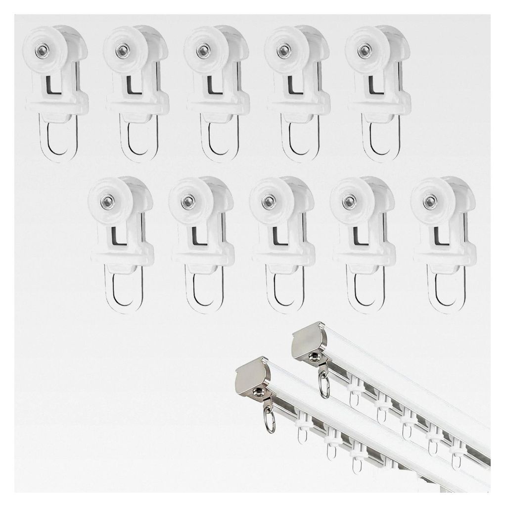 Metall Gardinenröllchen, Gardinengleiter 6mm, Gardinenhaken für Schienen, Aluminium Gardinen Rollengleiter, Gardinenrollen mit zwei Rädern, Ger...