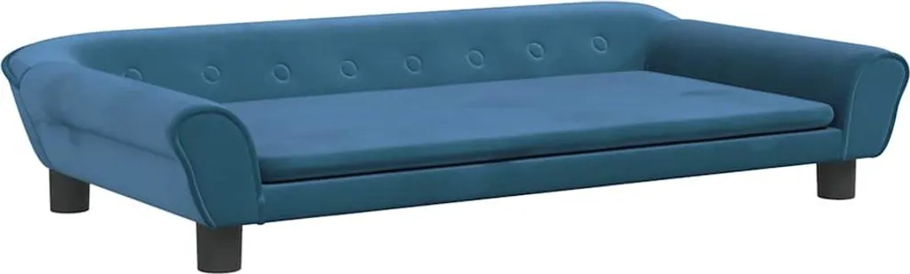 Lit pour chien en velours bleu 100 cm avec rebords de soutien doux