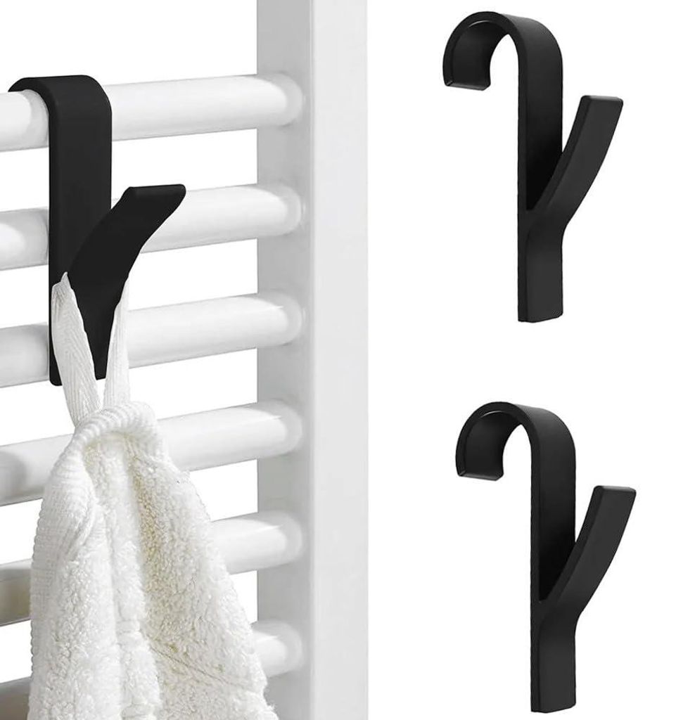 Set mit 2 Aufbewahrungshaken – Heizkörper, Handtuchhalter – 2 Stück, Badezimmer, Küche, Haushalt – 9,5 x 6 x 2,5 cm
