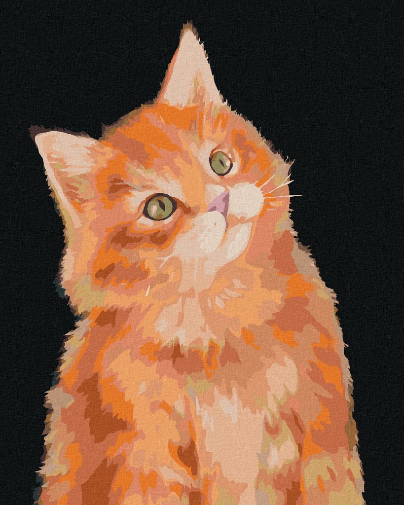Zuty - Malen nach Zahlen - ROTER KATER AUF DUNKLEM HINTERGRUND (MYROSLAVA VOLOSCHUK), 40x50 cm, mit Keilrahmen (bereits gespannt)