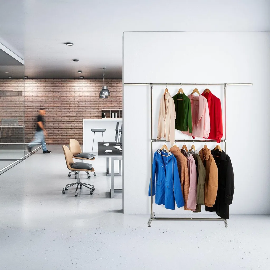 Cintre à 2 barres superposées design fin spécial dressing ordonné